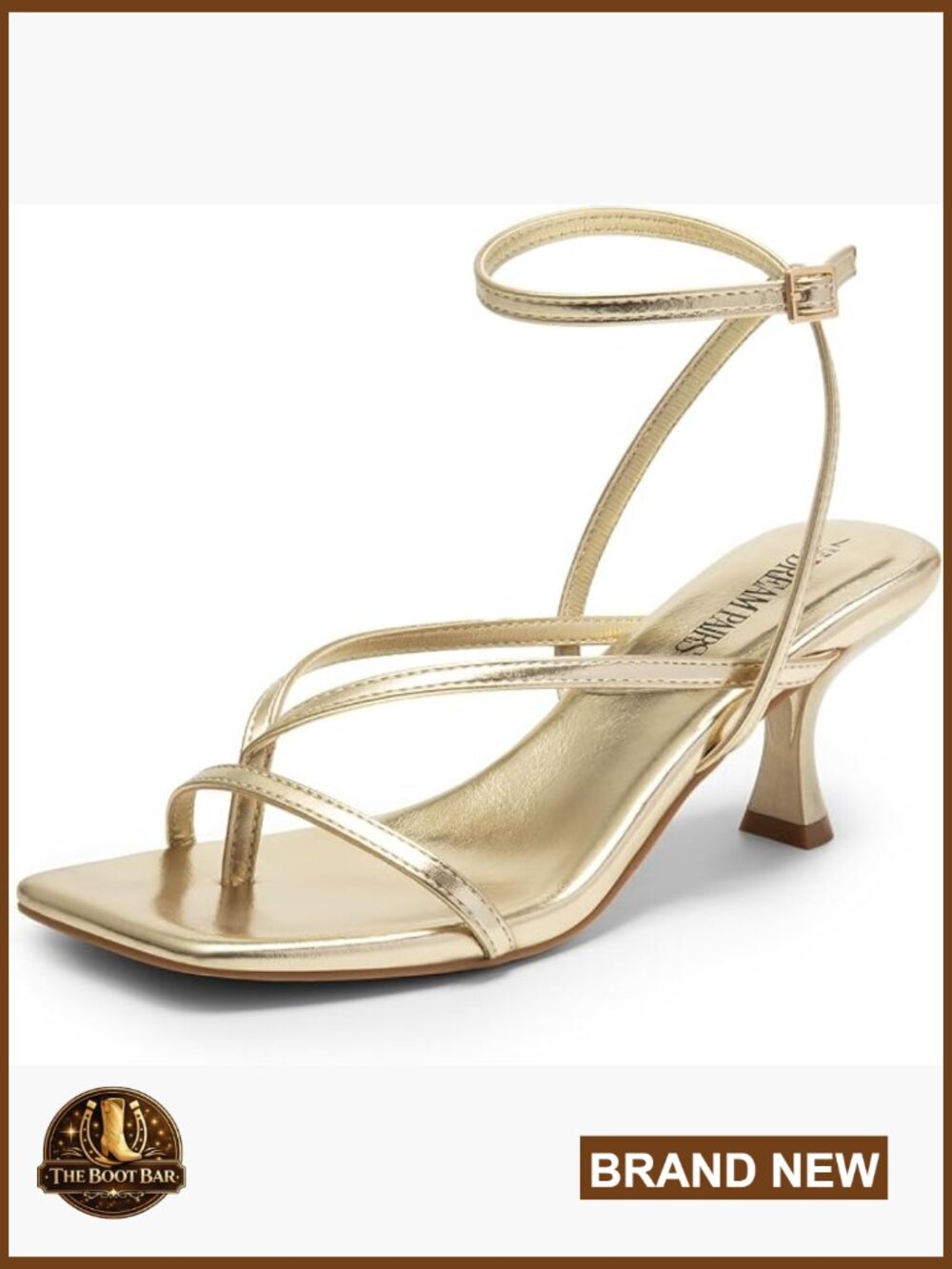 Strappy Square Toe Kitten Heel Sandals Ankle Strap Wedding Guest Heels